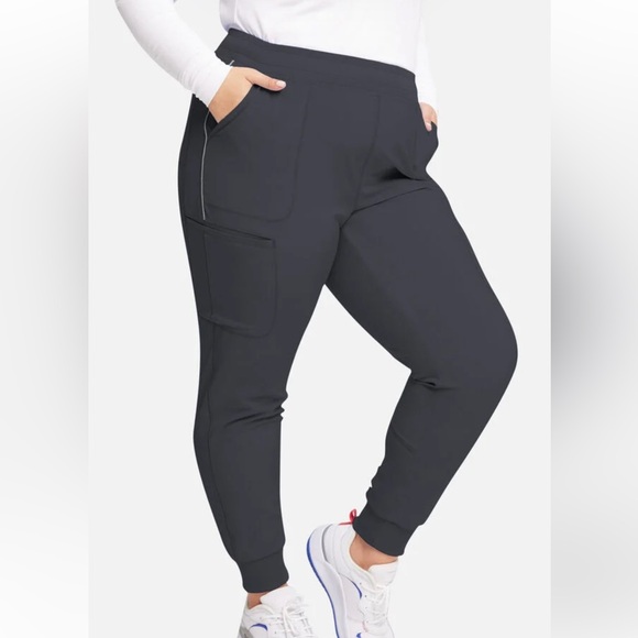 Cherokee Infinity Pants - Cherokee Infinity Women's Rib Trim 6-Pocket Jogger Scrub Pant Pewter Gray XL